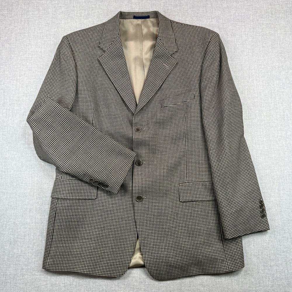 Daniel Cremieux Men's 44R Houndstooth Blazer Brown Black Classic Wool Office